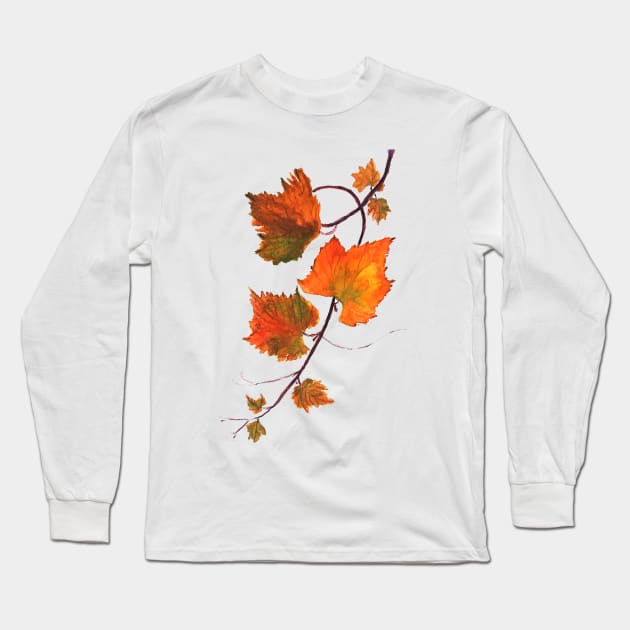 orange grapevine watercolor Long Sleeve T-Shirt by colorandcolor